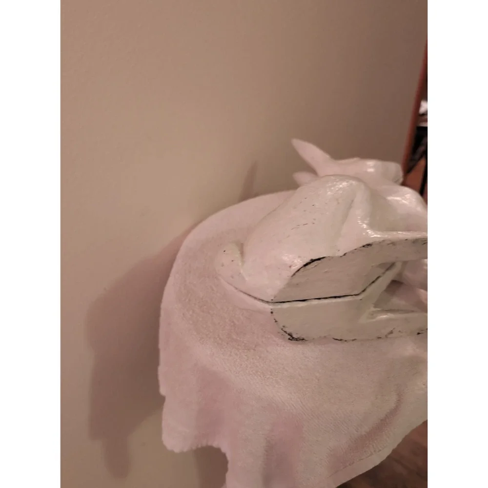 antique cast iron garden bunny  Hubley  Kramer Rabbit White Paint Doorstop.13LBS